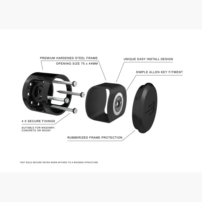 Hiplok ANKR EXPLODED AMEND wall lock storing 